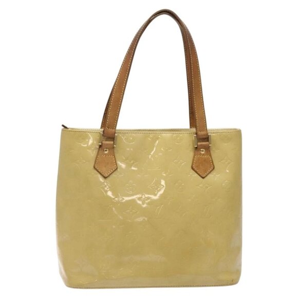 LOUIS VUITTON Monogram Vernis Houston Hand Bag Beige M91004 LV Auth BA1876 - Picture 3 of 16